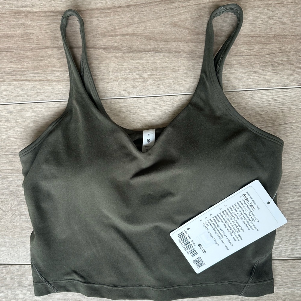 NWT lululemon align tank top dark olive green size 8